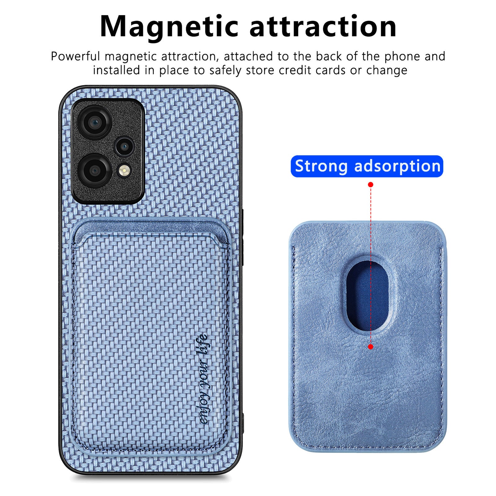 For OnePlus Nord CE 2 Lite 5G Magnetic Absorption Detachable Card Holder Phone Case Carbon Fiber Texture Anti-drop Cover For OnePlus Nord CE 2 Lite 5G Magnetic Absorption Detachable Card Holder Phone Case Carbon Fiber Texture Anti-drop Cover